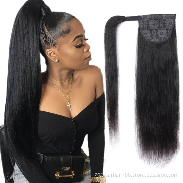 Wrap Around Drawstring 10A Raw Vigin Hair Ponytaili Extensions For Black Women 100% Brazilian Remy Human Hair Ponytails